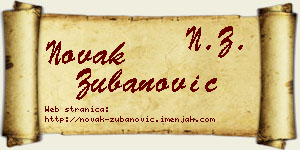 Novak Zubanović vizit kartica